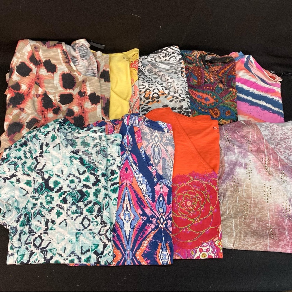 New Directions Large Colorful Patterned Tops Collection Lot of 9